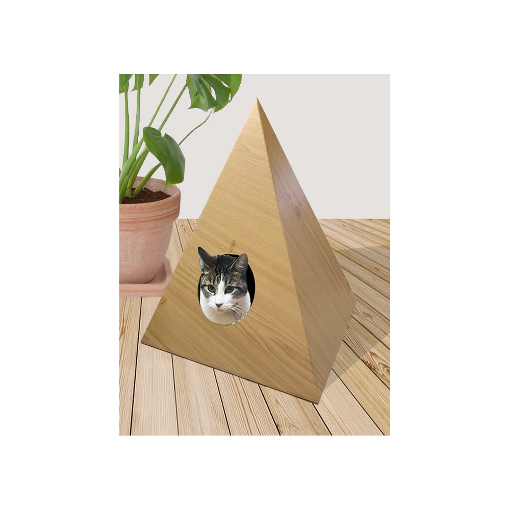 Tradicion Tender siesta Casa para gatos de cartón - Pirámide color madera | M Cartón