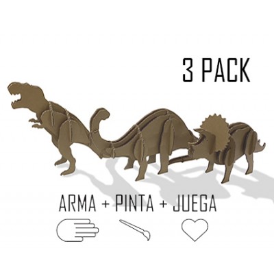 Pack 3 dinosaurios de juguete 3D